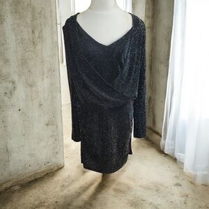 WHBM, Elegant Black Glitter Bodycon Dress, Size 8